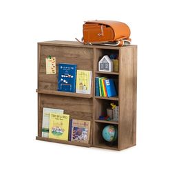 Iris Ohyama, Opbergkast met 4 planken en 2 vouwdeuren / Houten kast / Vouwplank, Modulair, kantoor, woonkamer, bibliotheek - Flap Rack - FR-F2 - AsBruin