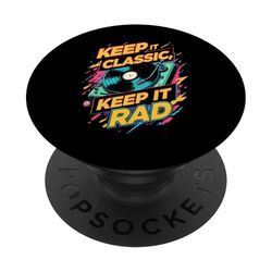 Keep It Classic Rad Turntable Record Player Retro Music PopSockets PopGrip Adhesivo