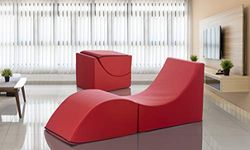 Talamo Italia zitzak Clever, verwisselbaar in chaise longue, kunstleer, 50 x 70 x 50 cm, gemaakt in Italië, rood, eenheidsmaat