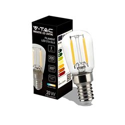 V-TAC Lampadina LED Filamento per Frigorifero e Lampade - Attacco E14-2W - 200 Lumen - Lampadine LED T26 Piccole per Massima Efficienza e Risparmio Energetico - Luce 6500K Bianca Fredda