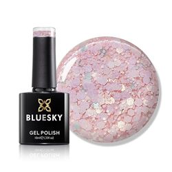 Bluesky Gel Nail Polish 10ml, Glitter Neon 14, Pink Glitter Gel Nail Polish for 21 Day Manicure, Professional, Salon & Home Use, Requires Curing Under LED UV Nail Lamp