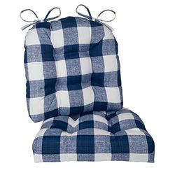 Klear Vu Cuscini trapuntati per sedie in vimini per interni ed esterni, 2 pezzi (confezione da 1), blu navy
