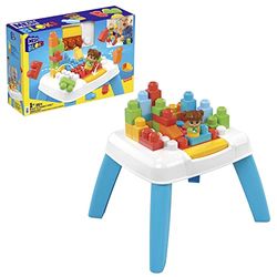 MEGA Bloks Tafel voor bouwen en afbreken, bouwset met 2 afbreekplekken, 23 grote bouwblokken en 1 Blokkenvriendjes figuur, speelgoed voor kinderen vanaf 1 jaar, HHM99