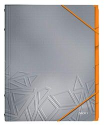 Leitz A4 Divider Book, geschikt voor maximaal 200 vellen, geïntegreerde index met 6 vakken, elastische sluiting, grijs, Urban Chic Range, 39490088