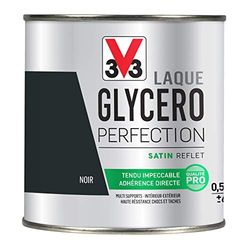 V33 Peinture multi-supports monocouche Laque Glycéro satin, Noir 0,5L