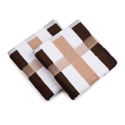 Gözze - Asciugamano a Righe New York, Set da 2 Pezzi, Morbido e Assorbente, 100% Cotone, 50 x 100 cm - Marrone/Bianco/Moka