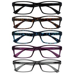 La Compañía Gafas De Lectura Pack 5 Lectores Negro Marrón Azul Púrpura Gris Hombres Mujeres RRRRR92-12357 +1,50