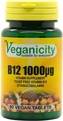 Veganicity B12 1000µg : High Strength Vitamin B12 Supplement : 90 Tablets