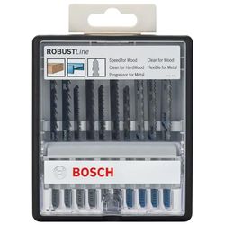 Bosch Accessories 10 pièces Jeu de lames de scie sauteuse Robust Line (bois et métal pour le sciage du bois et du métal, accessoires pour scie sauteuse)