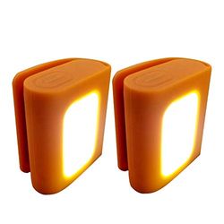 BRIGHT EYES Firefly Arbeitsleuchte – 2er-Pack – Magnetische Clip-On LED Automotive und Bau-Arbeitsleuchte – USB wiederaufladbar – auch zum Laufen, Wandern, Camping und vieles mehr! … (Orange)