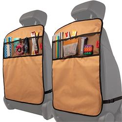 Tapis de Protection Lusso Gear Heavy Duty (Paquet De 2) - Protecteur De Siège Arrière, Résistant À L'Affaissement, Imperméable, 3 Poches De Rangement Renforcées, Tissu Premium (Beige)