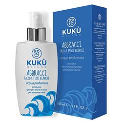 KUKÙ MILANO - Abbras - Eau parfumée 150 ml pour enfant et maman, sans alcool, fabriquée en Italie - Talc et fleurs blanches