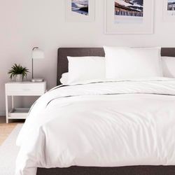 Soleil d'ocre, Housse de Couette en Polycoton 280x240 cm Percale Blanc
