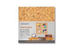 Nicoline Zelfklevende Kurk Pin Board Tegels - Noticeboard Berichten - 4 Pack