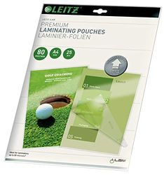Leitz iLam Pouch per Plastificazione a Caldo, Lucida, Formato A4, con UDT, Spessore Pouch Premium (2 x 80 Micron), Confezione da 25, Transparente