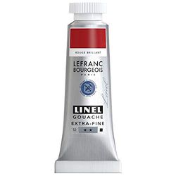 Lefranc & Bourgeois 301173 Linel Gouache Extra Fine and Smooth Watercolours with Maximum Colour Intensity, Luminosity for Streak-Free Application, 14 ml Tube - Brilliant Red