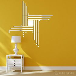 FLEXISTYLE Espejo Decorativo Points 100 cm, diseño Moderno decoración, 3 mm de acrílico de Espejo de la UE, salón, Dormitorio, Pasillo, irrompible, DIY de Tejidos, Plata