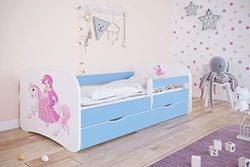Lit babydreams 2 Bleu Princesse sur Cheval tiroir et Matelas Inclus 160/80