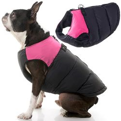 GOOBY Gilet rembourré pour Temps Froid pour Petits Chiens avec Fermeture éclair de Protection en Fourrure de sécurité, Taille S, Rose