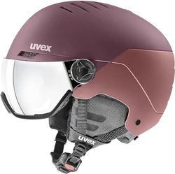 uvex wanted visor, casco da sci robusto unisex, con visiera, regolazione individuale delle dimensioni, bramble, antique rose matt, 54-58 cm