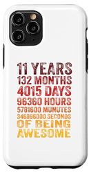 Coque pour iPhone 11 Pro Rétro Vintage 11ème Anniversaire Garçon 11 Ans 132 Mois