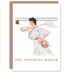Artery8 Edward Penfield Art Card Mischief Maker Woman With Butterfly Net