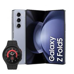 Samsung Galaxy Z Fold5, Unlocked Android Smartphone, 512GB Storage, Icy Blue, 3 Year Extended Warranty with a Samsung Galaxy Watch5 Pro, Bluetooth, 45mm, Black (UK Version)