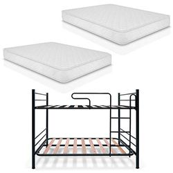 DUÉRMETE ONLINE - Set letto a castello metallico junior completo + 2 materassi viscoelastici Comfortvisco reversibile, grigio, 90 x 190