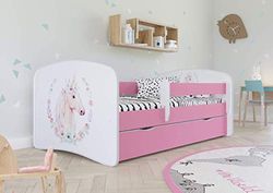 KOCOT KIDS Lit babydreams 2 Rose Cheval : Tiroir, Matelas, Barrière de sécurité Inclus Jour, Bois d'ingénierie, 1 Personne