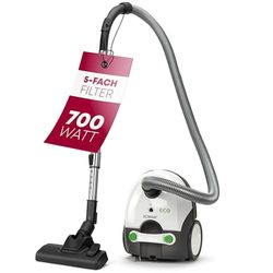 Bomann BS 9019 CB Stofzuiger 700W White Canister Vacuum Cleaner with Bag, 5-Way Micro Filter System, Automatic Cable Rewind
