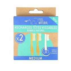 Lot de 2 recharges brosse à dents vissable en bambou Feel Natural - Medium