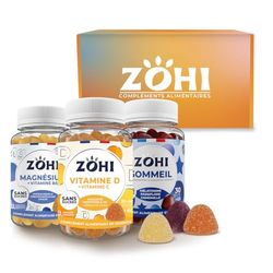 ZOHI-Coffret "anti fatigue" - 1 pilulier Sommeil ZOHI, 1 pilulier Magnésium ZOHI, 1 pilulier Vitamine D ZOHI - 3 x 60 gommes - ZOHI - Fabriqué en France - Sans sucres