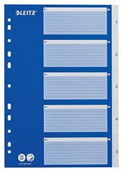 Leitz A4 1-5 Index, Heavy Duty Plastic and Cardboard, Blue/White