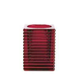 Spaas 6 Candle Holders Highlight Square Glass, Wine Red