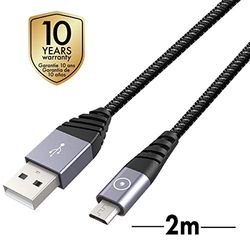 TIGER POWER Cabo ultra resistente USB-A MICRO-USB 2M cinzento