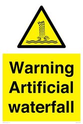 Warning Artificial waterfall Sign - 400x600mm - A2P