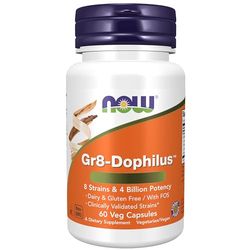 Now Foods, Gr8-Dophilus (Cultivos de Bacterias Buenas), 60 Cápsulas veganas, Probado en Laboratorio, Sin Gluten, No GMO, Vegetariano