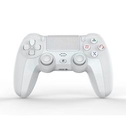 NK Mando para PS4 / PS3 / PC/Móvil Inalámbrico - Wireless Controller con 2-Shock, Función Detección 6 ejes, Luz LED, Panel Táctil, Entrada para Auriculares, Cable de Carga incluido - Blanco