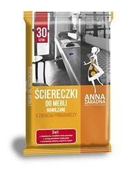 ANNA ZARADNA ST-AZ-030163 Wet Wipes Furniture Pack of 30 / Beeswax Content/White Wipes with Orange Fragrance/Daily Care of Furniture and Other Wooden Surfaces/Made in the EU