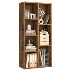 VASAGLE Bookcase, Bookshelf, Storage Shelf with 7 Compartments, Standing Shelf, Cube Shelf, for Living Room, Home Office, Dinning Room, Rustic Brown LBC27BX