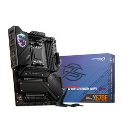 MSI MPG X670E CARBON WIFI Motherboard, ATX - Supports AMD Ryzen 9000 Series Processors, AM5 - 18 Duet Rail 90A Power Stage, DDR5 Memory Boost 6600+MHz/OC, 2 x PCIe 5.0 x16, 2 x M.2 Gen5, Wi-Fi 6E