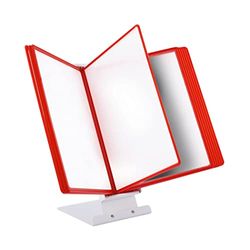 LEVIATAN | Table Display Board System | Table Lectern | Document Organiser | Consultation and Presentation Documents | Plastic Case for Papers | Includes 10 Display Panels | Size: A4 | Colour: Red