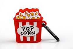 Funny Airpods Cases | Airpod Silicone Protective Case for Apple Airpods - Popcorn Bucket Design with Anti-lost Carabiner Airpods 1 & 2 Compatible