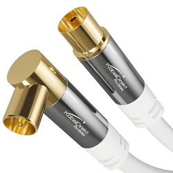 KabelDirekt – 4K Antennekabel, Coaxkabel – 90° gebogen/recht – 7,5m – TV-kabel digitaal/analoog – Verkrijgbaar in 0,5-20m (Rechte bus/gebogen stekker, voor DVB-C/DVB-T/DVB-S, wit)
