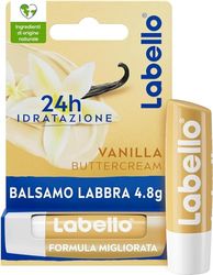 Labello Vanilla Buttercream 4.8 g, Burrocacao labbra con profumazione alla vaniglia, Balsamo labbra con oli naturali e senza oli minerali, Lip balm morbido e idratante per 24 ore