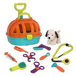Battat - Pup & Go Vet Carrier - Porte-bébé à roulettes - Jouet en Peluche pour Chien - Jeu de l'hôpital pour Animaux - Kit vétérinaire pour Tout-Petits et Enfants - 2 Ans et +