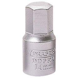 Draper 38327 Chave hexagonal de drenagem para Lancia, Mercedes, caixa de velocidades e ralo, unidade quadrada de 3/8", 14 mm, azul