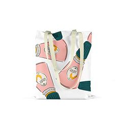 Bonamaison Bolso De Mano Impreso, 100% Algodón, Bolso de la Compra Reutilizable, Bolso De Compras, Ecológico, Plegable, Bolso de Tela de Lona con Asas, 48x55 Cm - Diseñado y Fabricado en Turquía