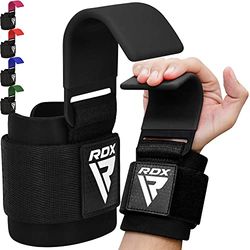 RDX Levantamiento Peso Gancho Correas de Agarre, Antideslizante Recubiertos de Goma, 8mm Neopreno Gimnasio Muñequeras Pesas Hook Straps, Powerlifting Deadlift Musculacion Elevación Deportivas