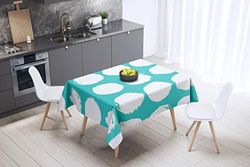 Bonamaison Kitchen Decoration, Tablecloth, Turquoise, White, 140 x 140 Cm - Designed and Manufactured in Turkey
